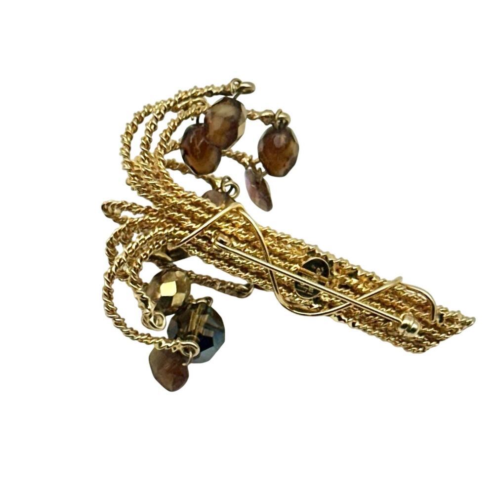 VTG Hobe Wheeling Willow Multicolored Glass Beads Brooch Signed Rare Pin - Picture 4 of 5